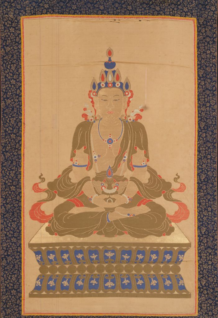 图片[1]-Brocade Golden Thread Buddha Image Axis-China Archive